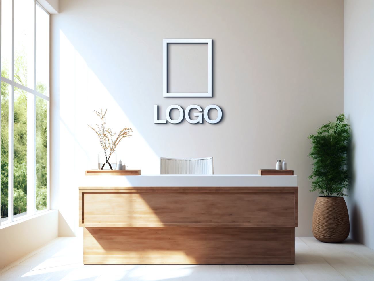 Logo mockup sign mockup design brand identity mockup company logo reception logo mockup branding psd