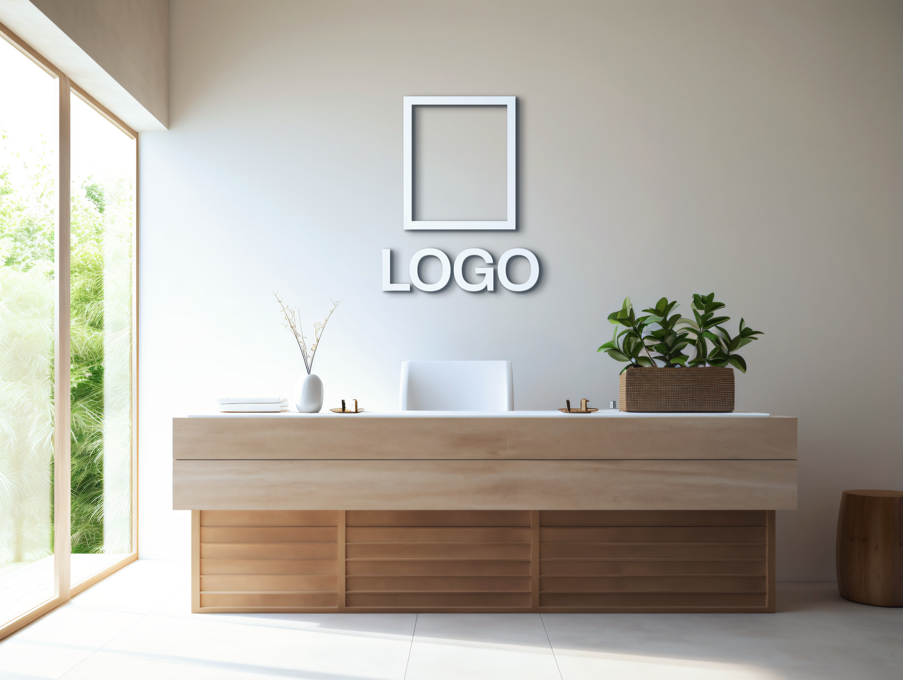 Logo mockup sign mockup design brand identity mockup company logo reception logo mockup branding psd
