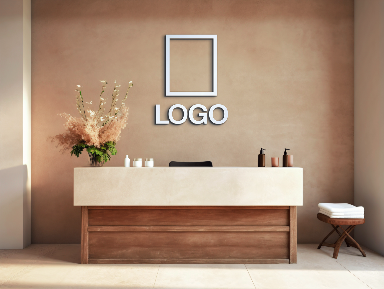 Logo mockup sign mockup design brand identity mockup company logo reception logo mockup branding psd