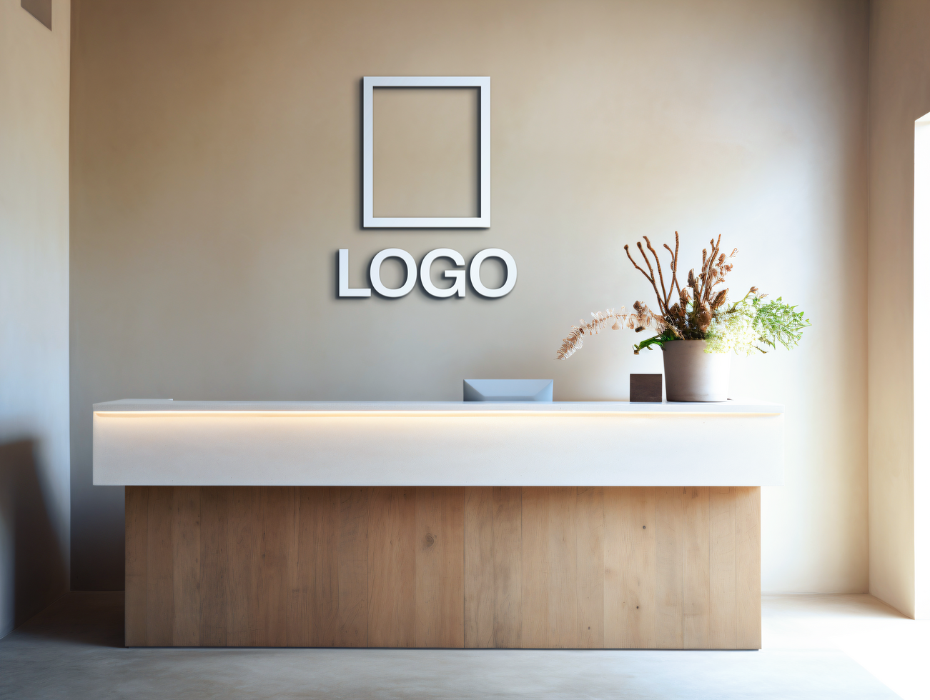 Logo mockup sign mockup design brand identity mockup company logo reception logo mockup branding psd