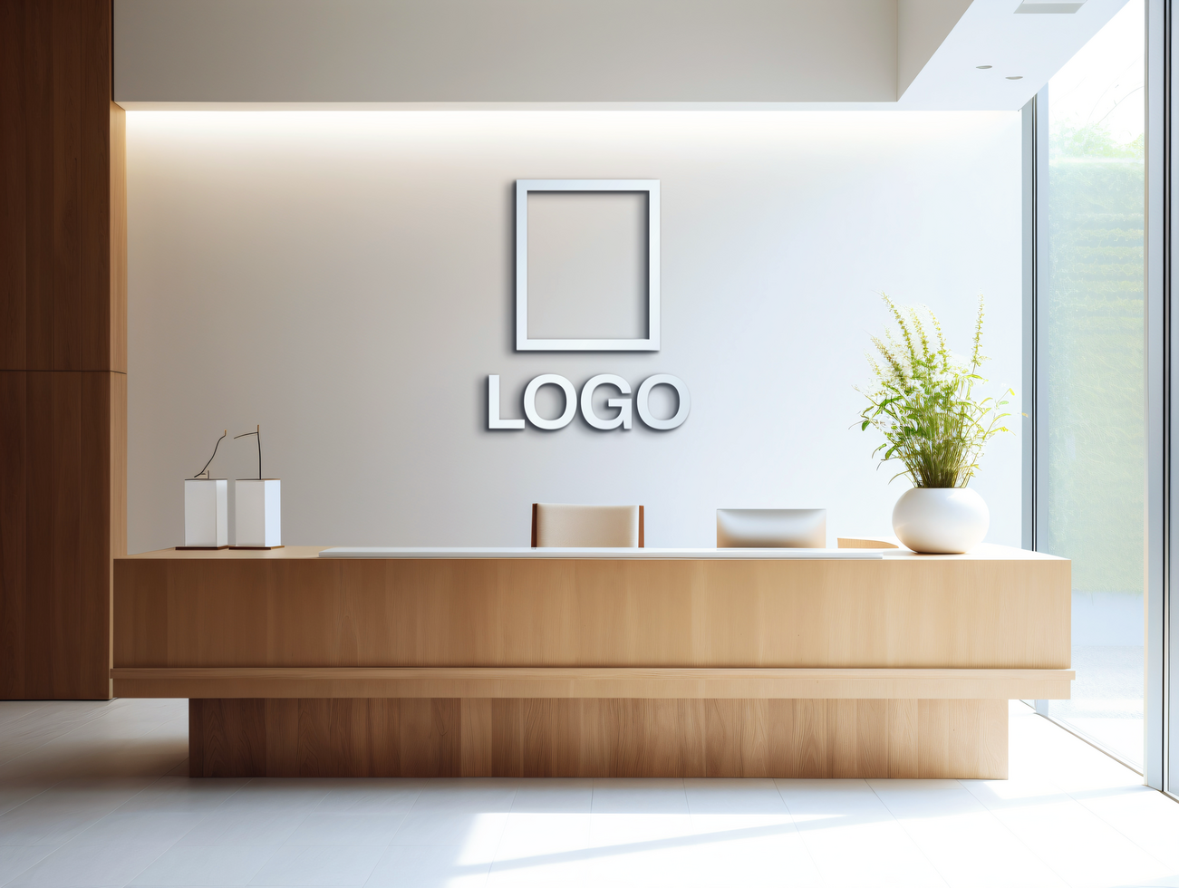 Logo mockup sign mockup design brand identity mockup company logo reception logo mockup branding psd