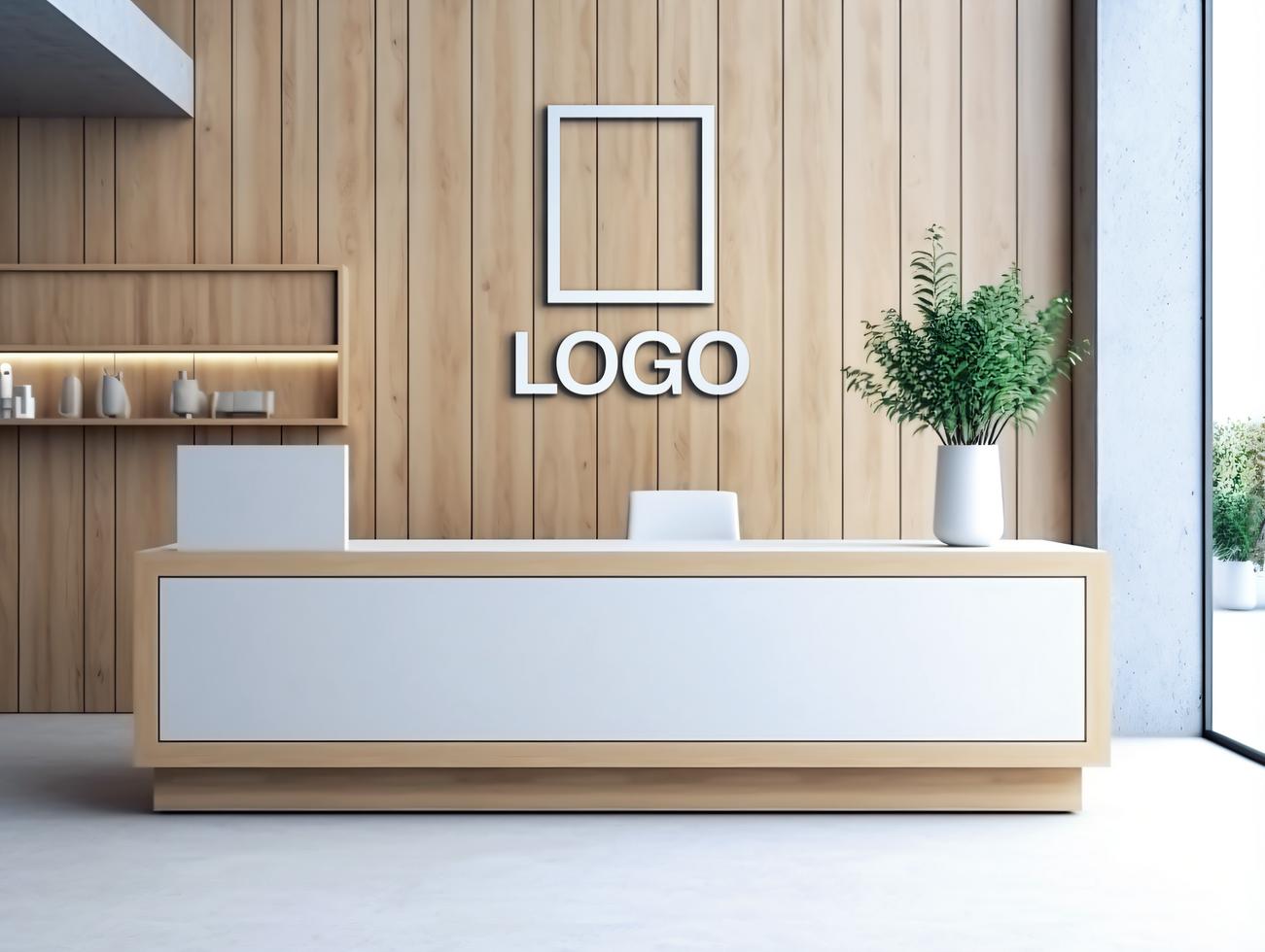 Logo mockup sign mockup design brand identity mockup company logo reception logo mockup branding psd