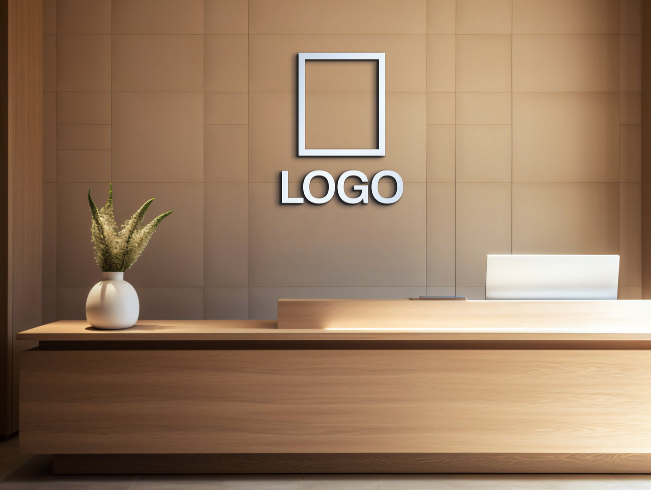 Logo mockup sign mockup design brand identity mockup company logo reception logo mockup branding psd