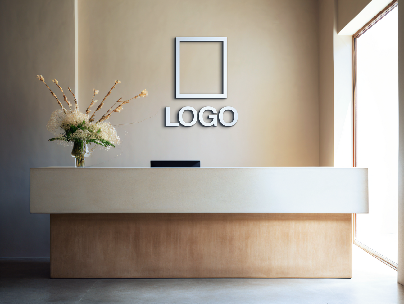 Logo mockup sign mockup design brand identity mockup company logo reception logo mockup branding psd