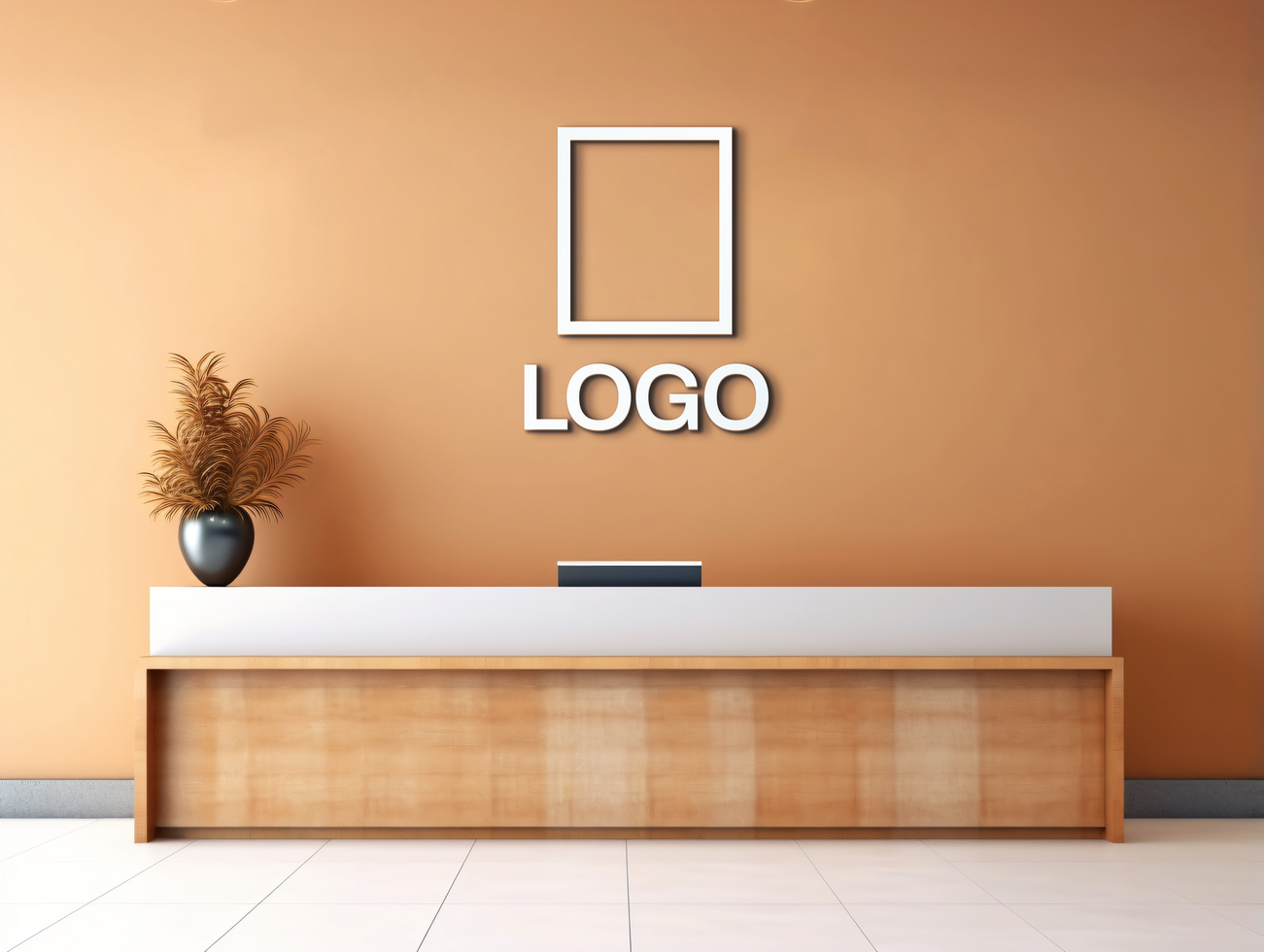 Logo mockup sign mockup design brand identity mockup company logo reception logo mockup branding psd