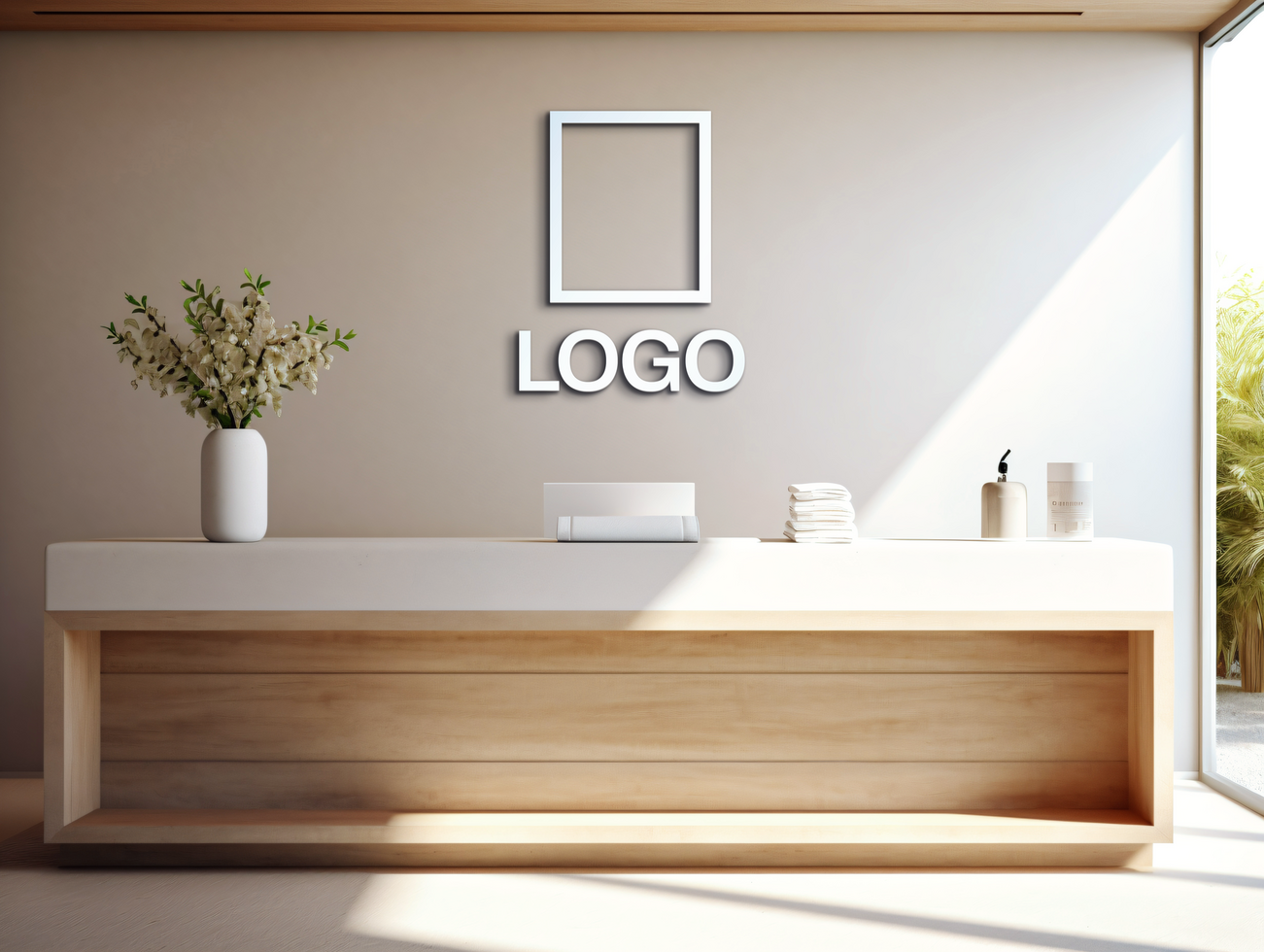 Logo mockup sign mockup design brand identity mockup company logo reception logo mockup branding psd