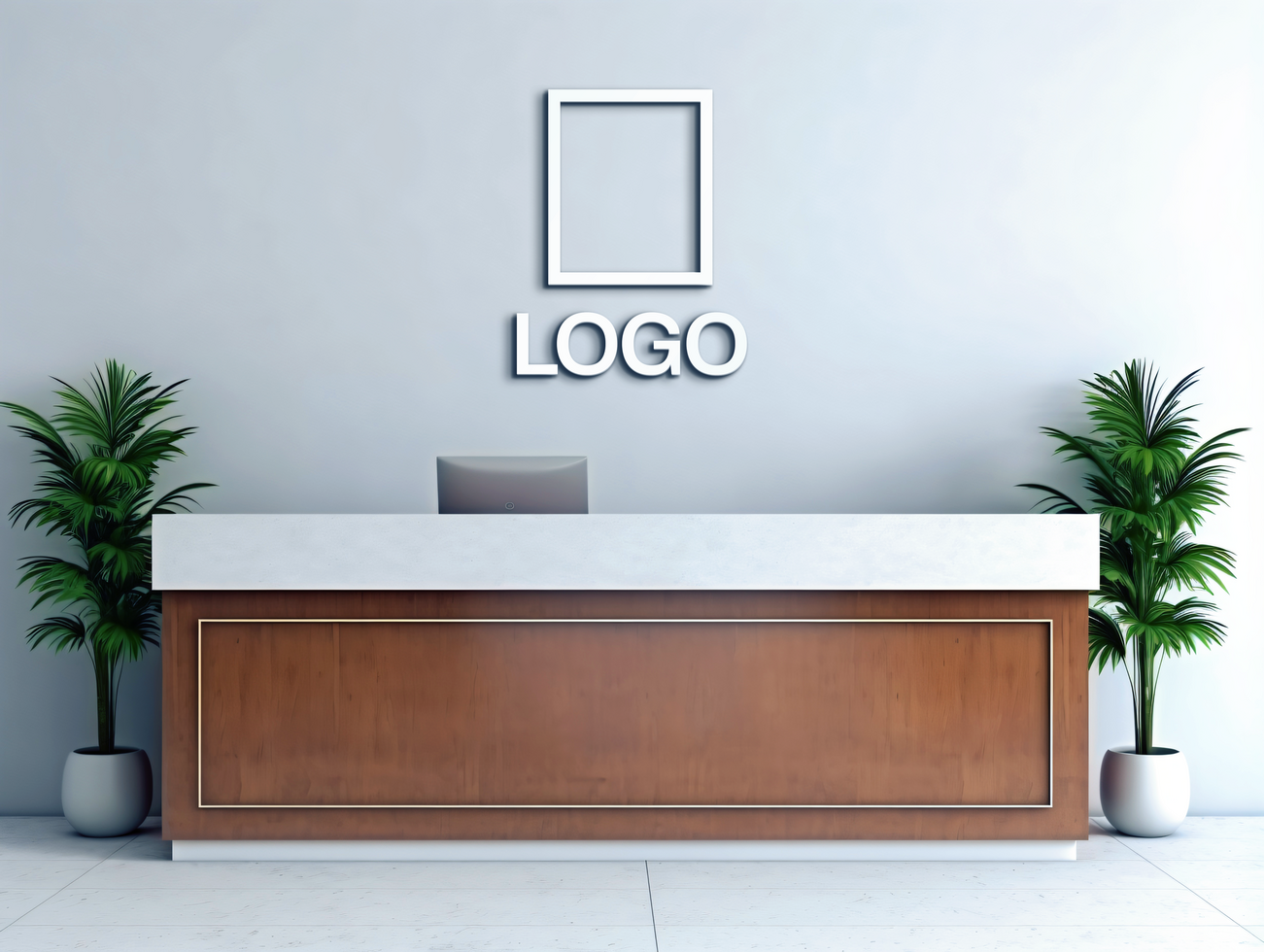 Logo mockup sign mockup design brand identity mockup company logo reception logo mockup branding psd