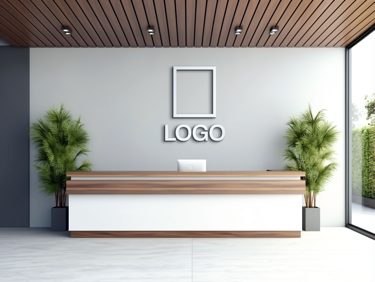 Logo mockup sign mockup design brand identity mockup company logo reception logo mockup branding psd