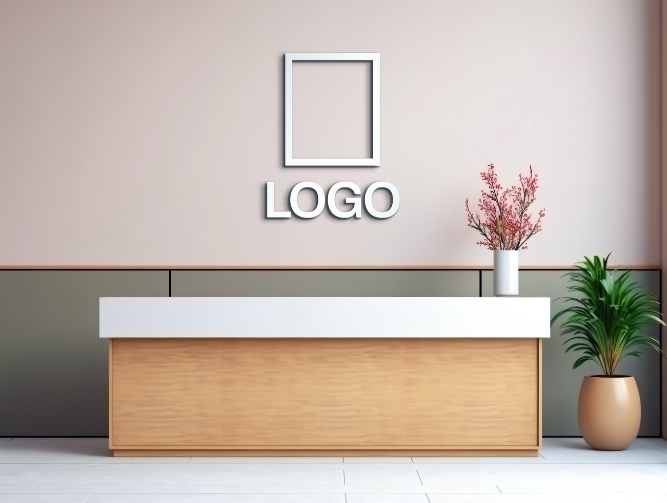 Logo mockup sign mockup design brand identity mockup company logo reception logo mockup branding psd