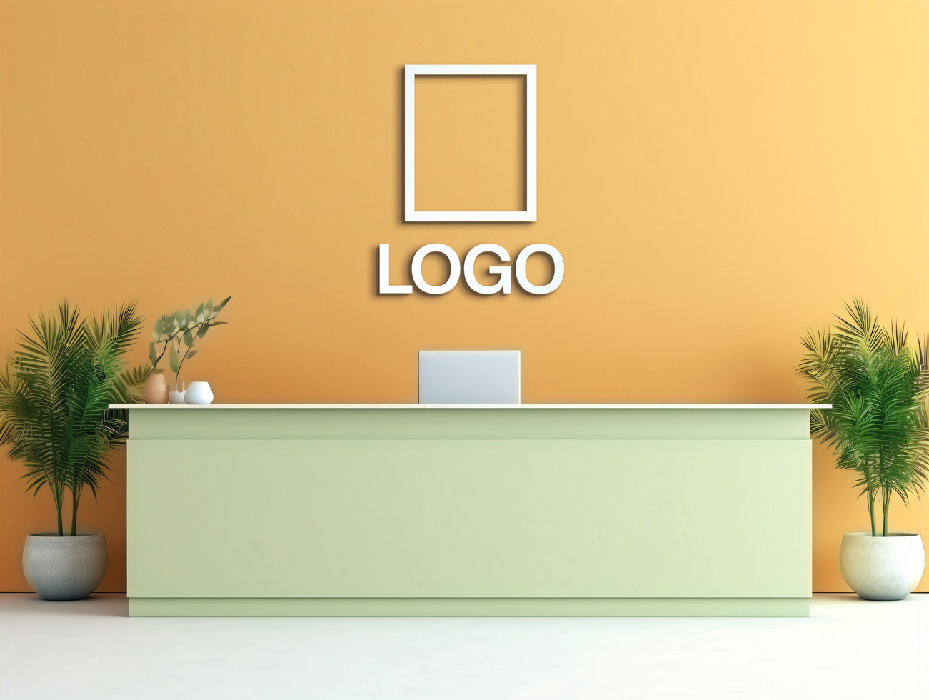 Logo mockup sign mockup design brand identity mockup company logo reception logo mockup branding psd