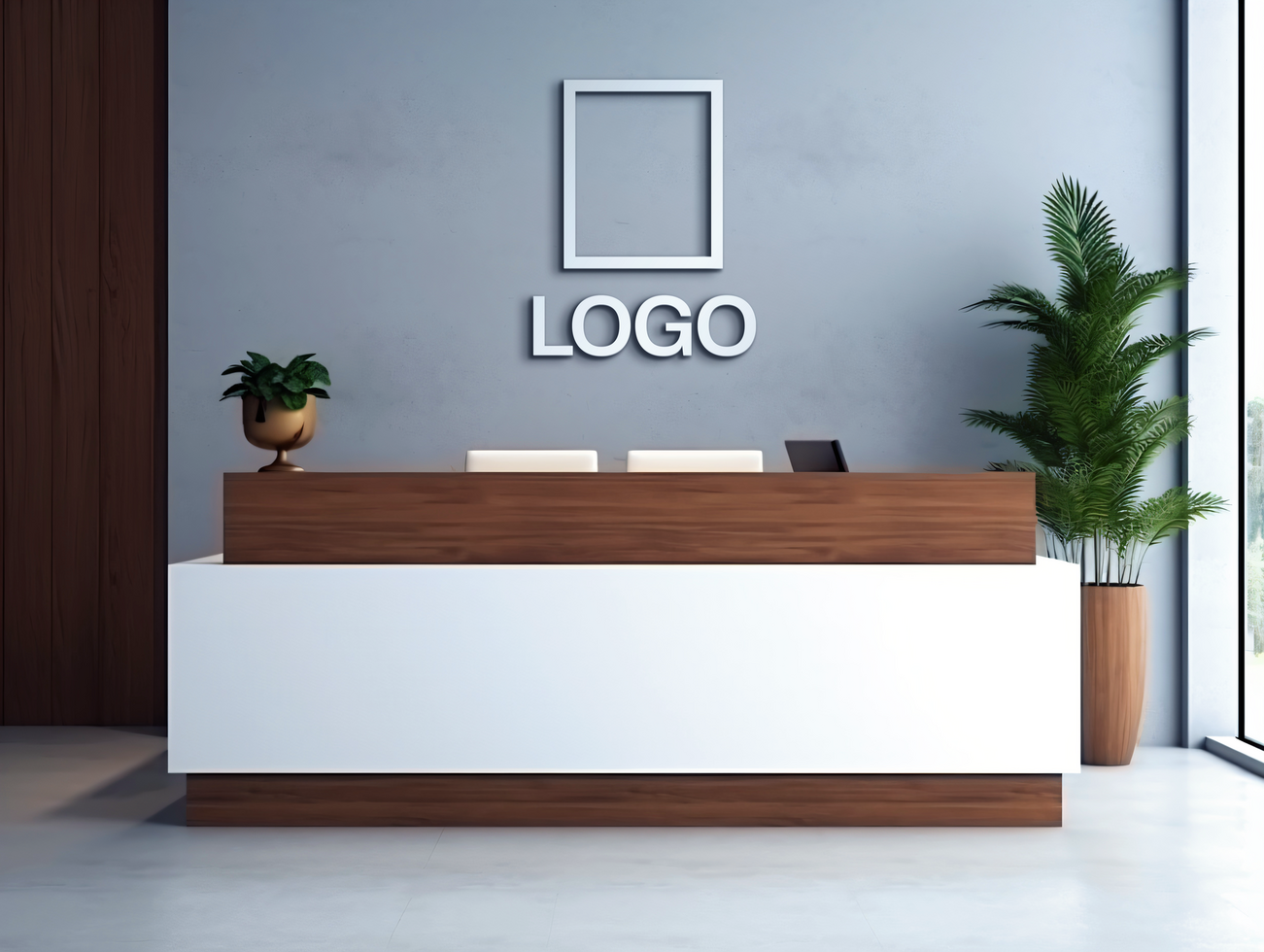 Logo mockup sign mockup design brand identity mockup company logo reception logo mockup branding psd