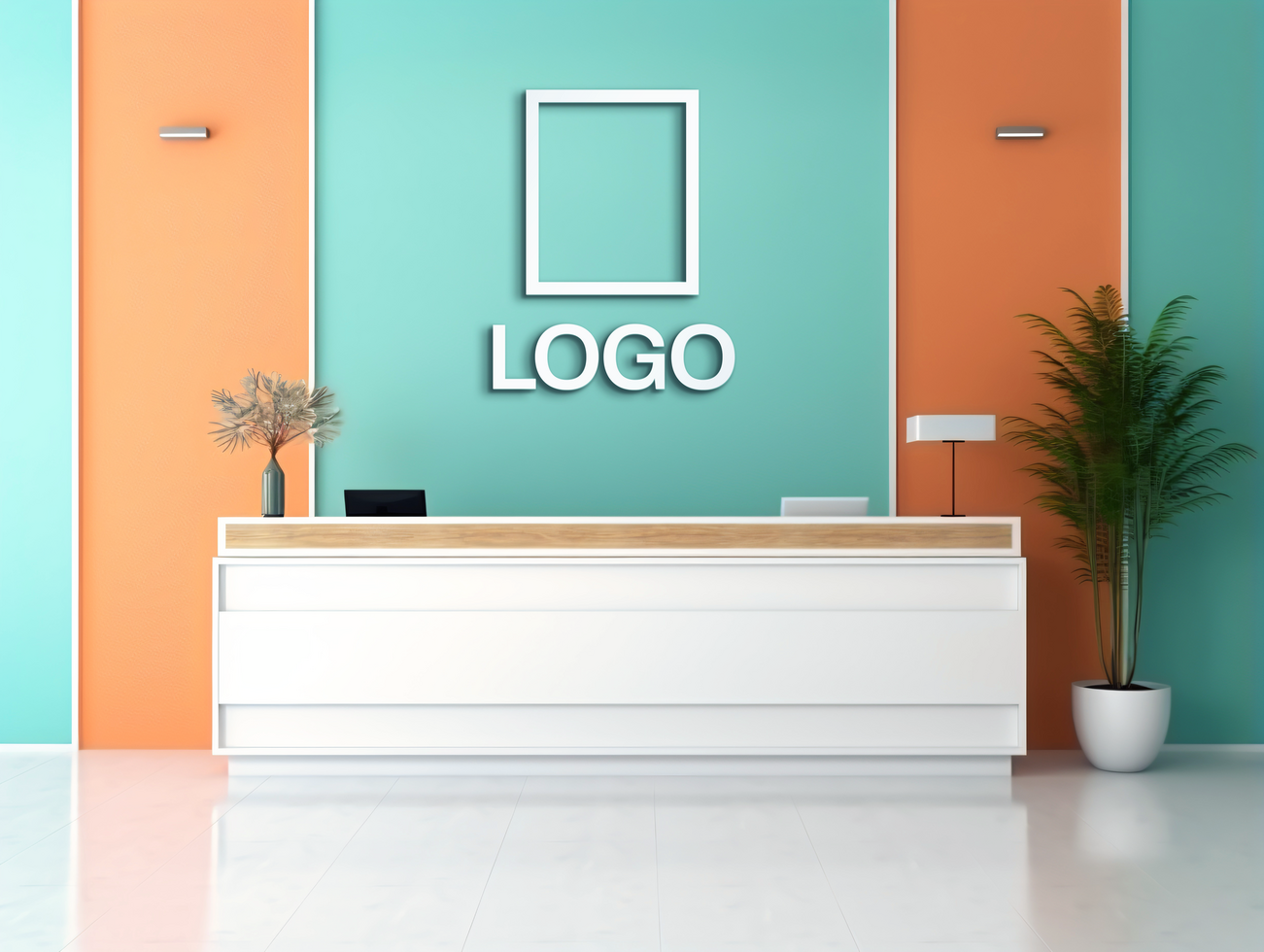 Logo mockup sign mockup design brand identity mockup company logo reception logo mockup branding psd