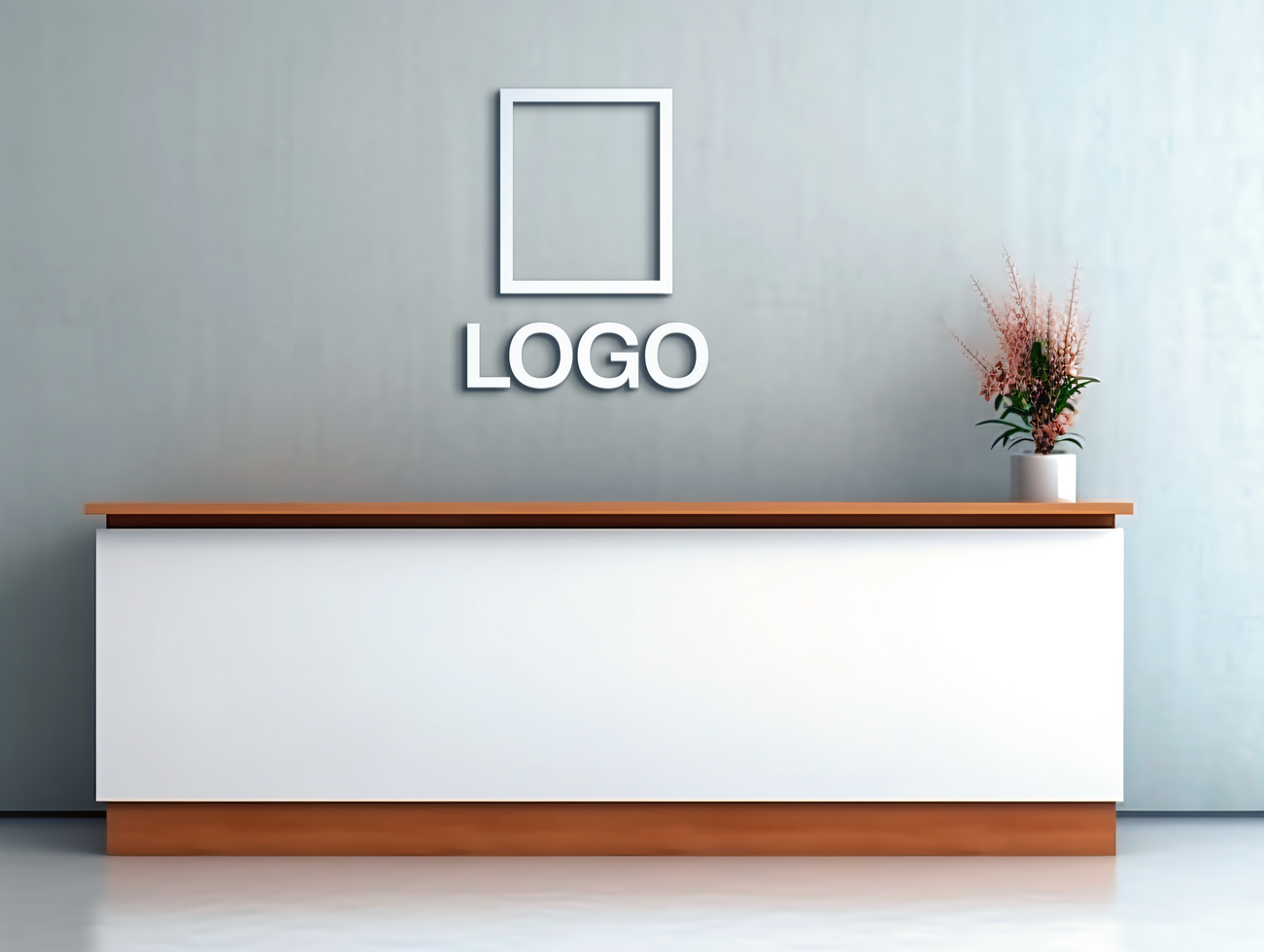 Logo mockup sign mockup design brand identity mockup company logo reception logo mockup branding psd