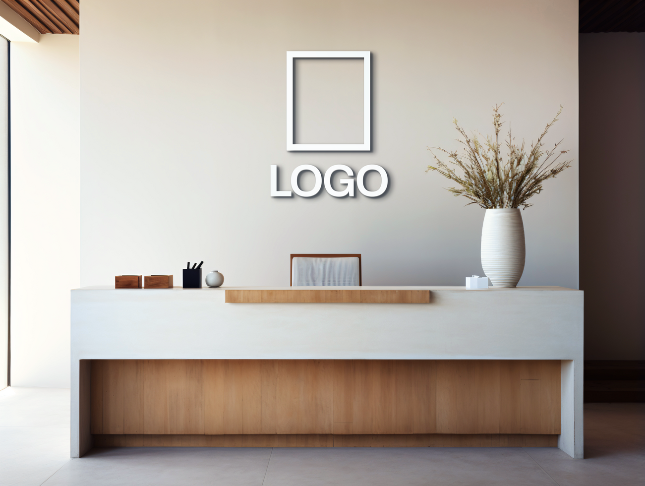 Logo mockup sign mockup design brand identity mockup company logo reception logo mockup branding psd
