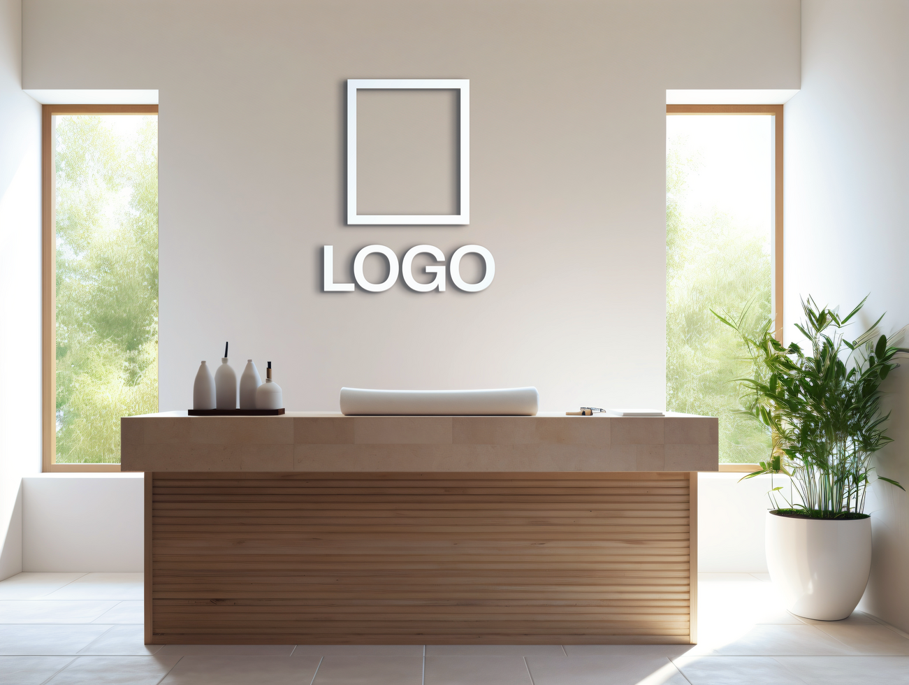 Logo mockup sign mockup design brand identity mockup company logo reception logo mockup branding psd