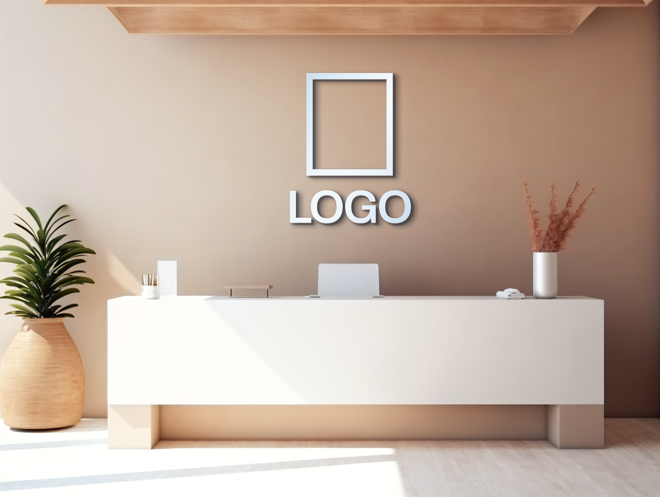 Logo mockup sign mockup design brand identity mockup company logo reception logo mockup branding psd