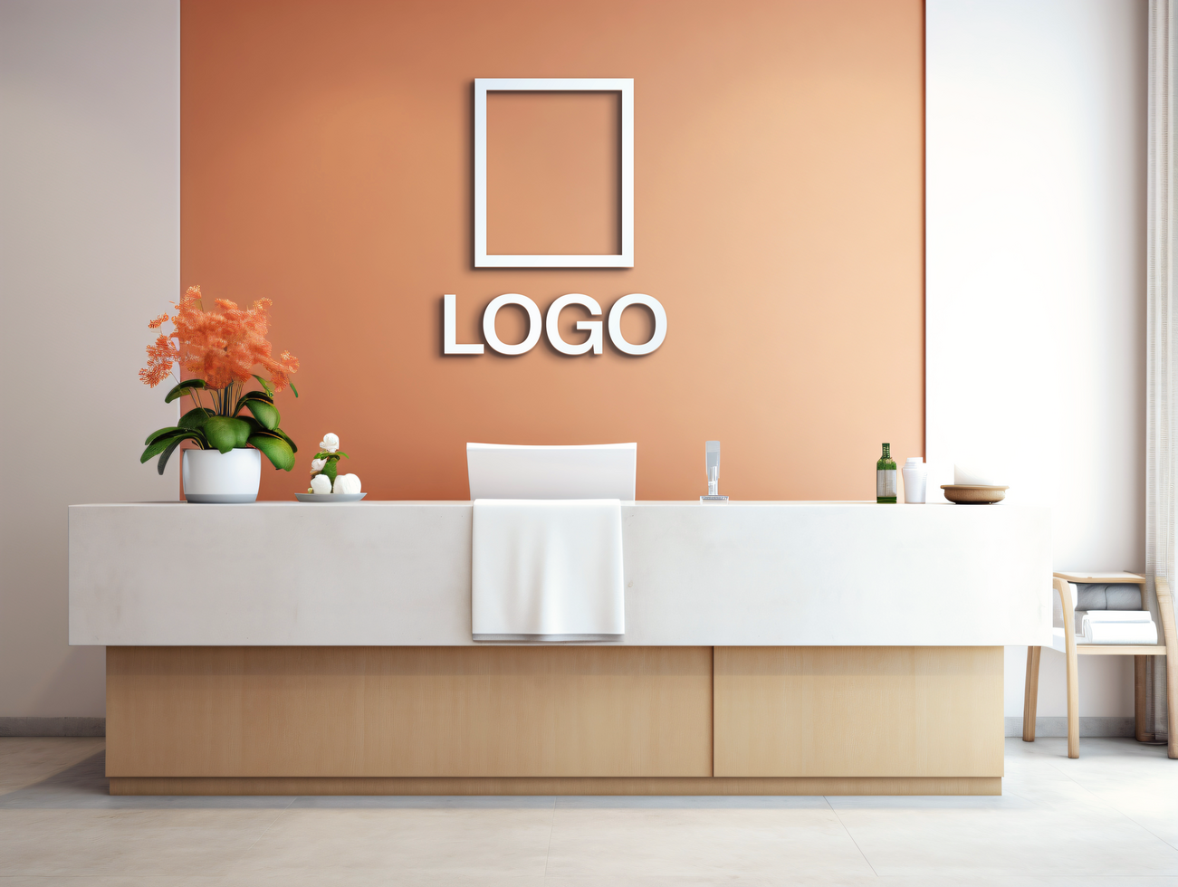 Logo mockup sign mockup design brand identity mockup company logo reception logo mockup branding psd