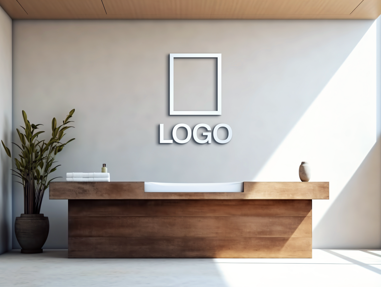 Logo mockup sign mockup design brand identity mockup company logo reception logo mockup branding psd