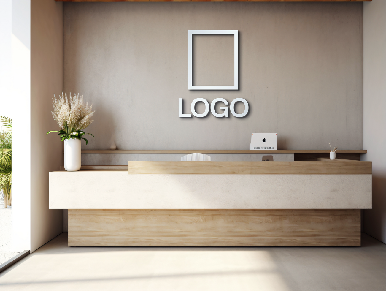 Logo mockup sign mockup design brand identity mockup company logo reception logo mockup branding psd
