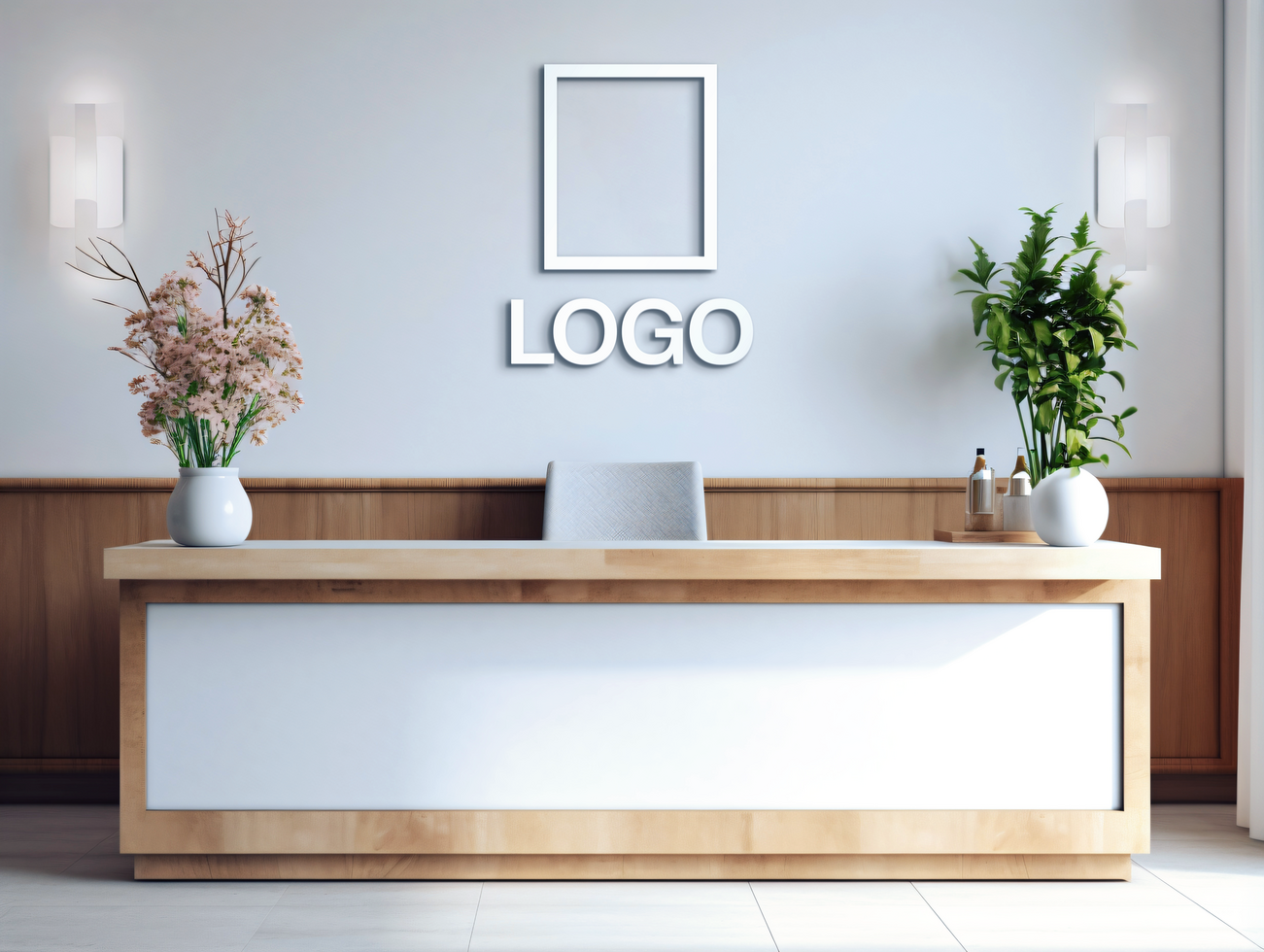 Logo mockup sign mockup design brand identity mockup company logo reception logo mockup branding psd