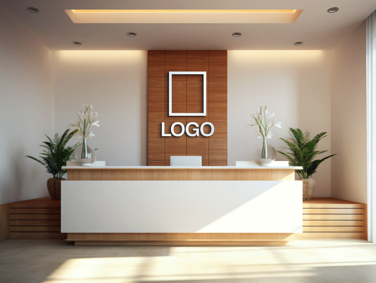 Logo mockup sign mockup design brand identity mockup company logo reception logo mockup branding psd