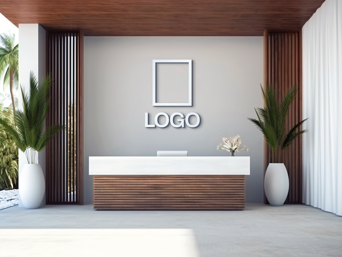 Logo mockup sign mockup design brand identity mockup company logo reception logo mockup branding psd