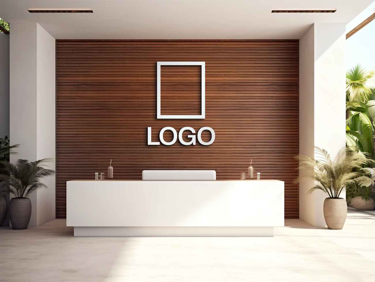 Logo mockup sign mockup design brand identity mockup company logo reception logo mockup branding psd