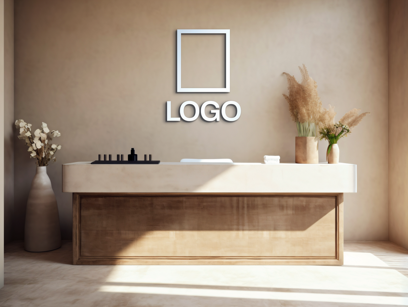 Logo mockup sign mockup design brand identity mockup company logo reception logo mockup branding psd