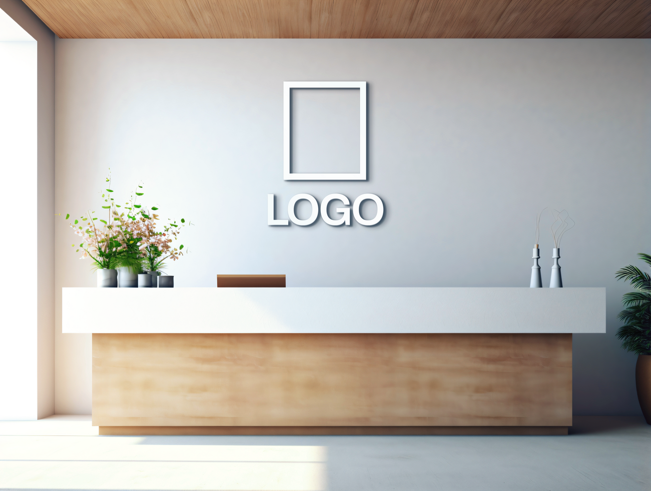 Logo mockup sign mockup design brand identity mockup company logo reception logo mockup branding psd