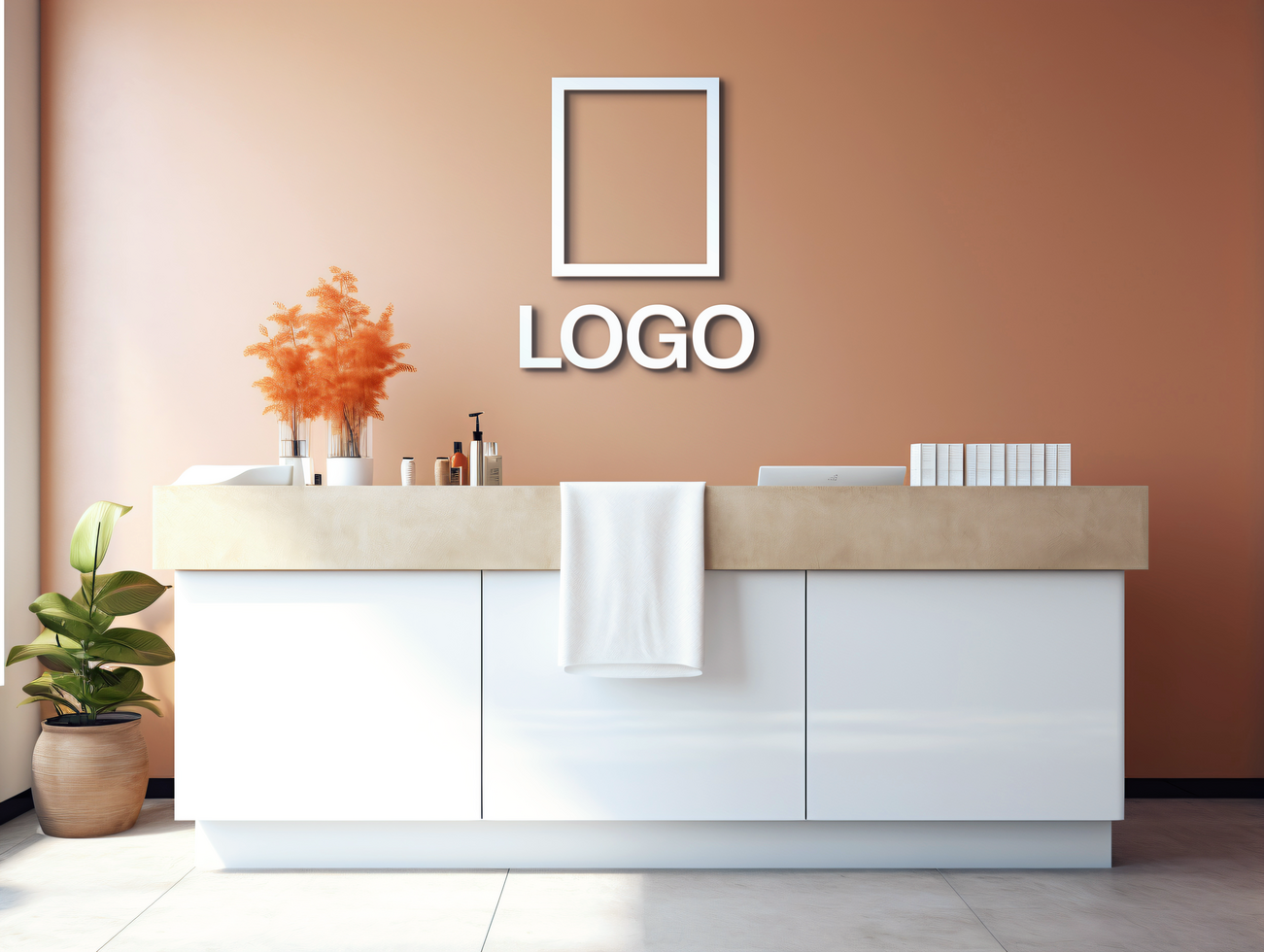 Logo mockup sign mockup design brand identity mockup company logo reception logo mockup branding psd