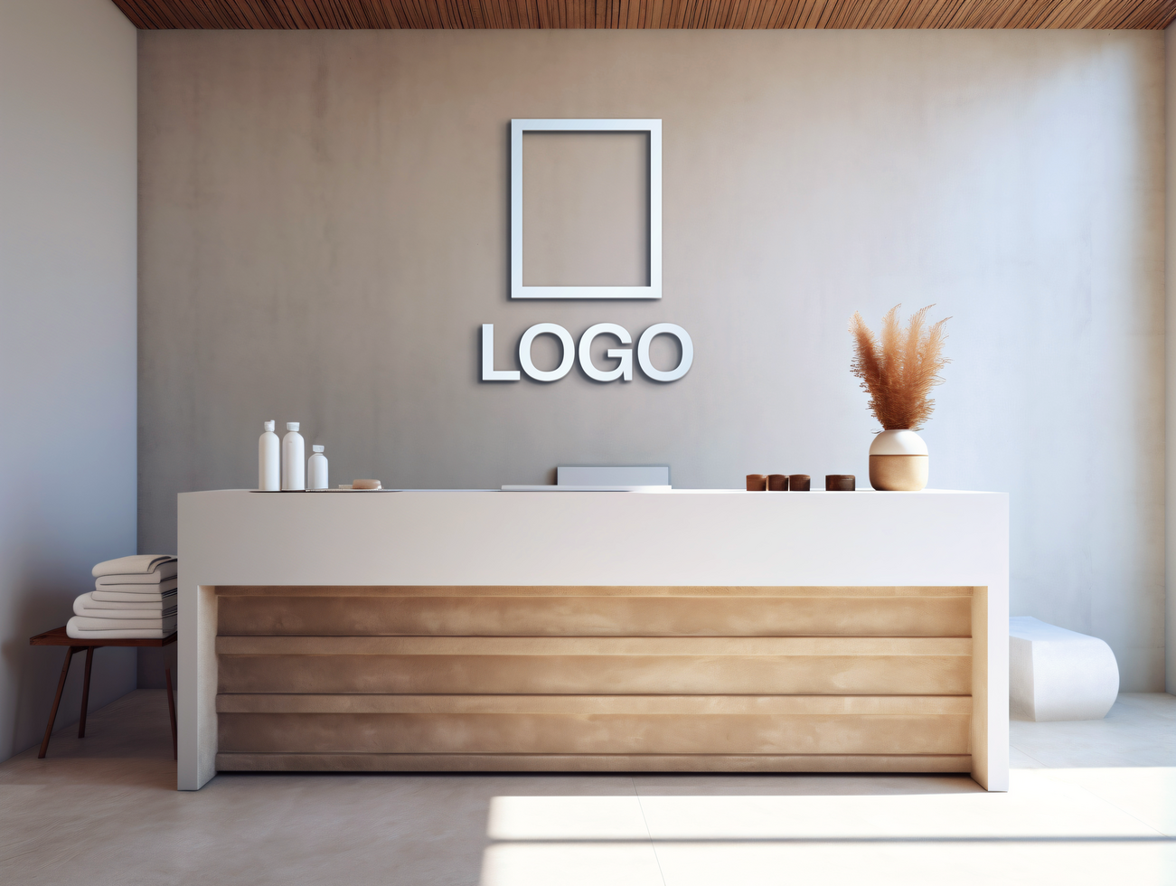 Logo mockup sign mockup design brand identity mockup company logo reception logo mockup branding psd