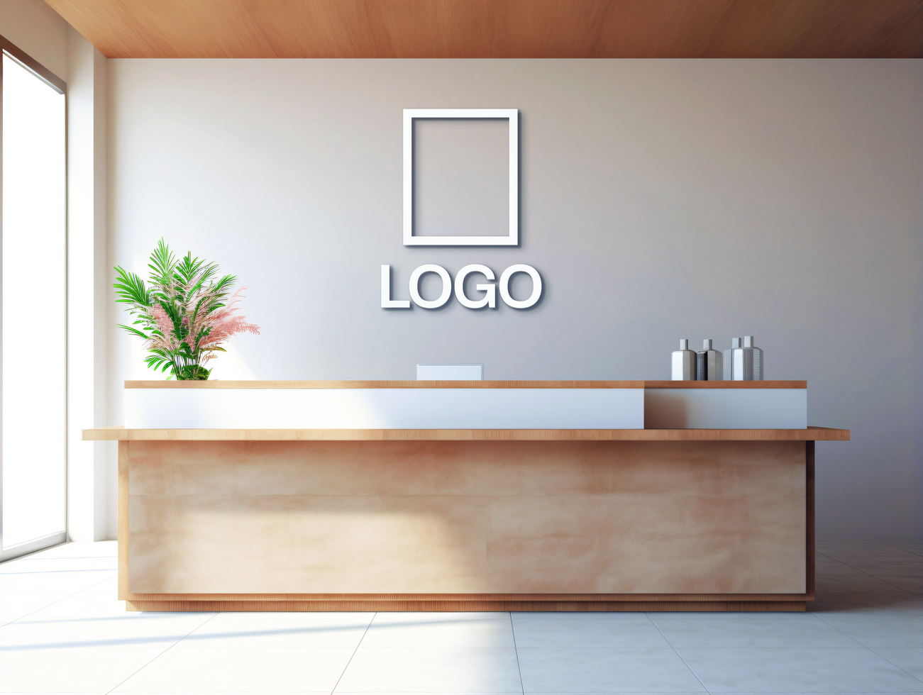 Logo mockup sign mockup design brand identity mockup company logo reception logo mockup branding psd