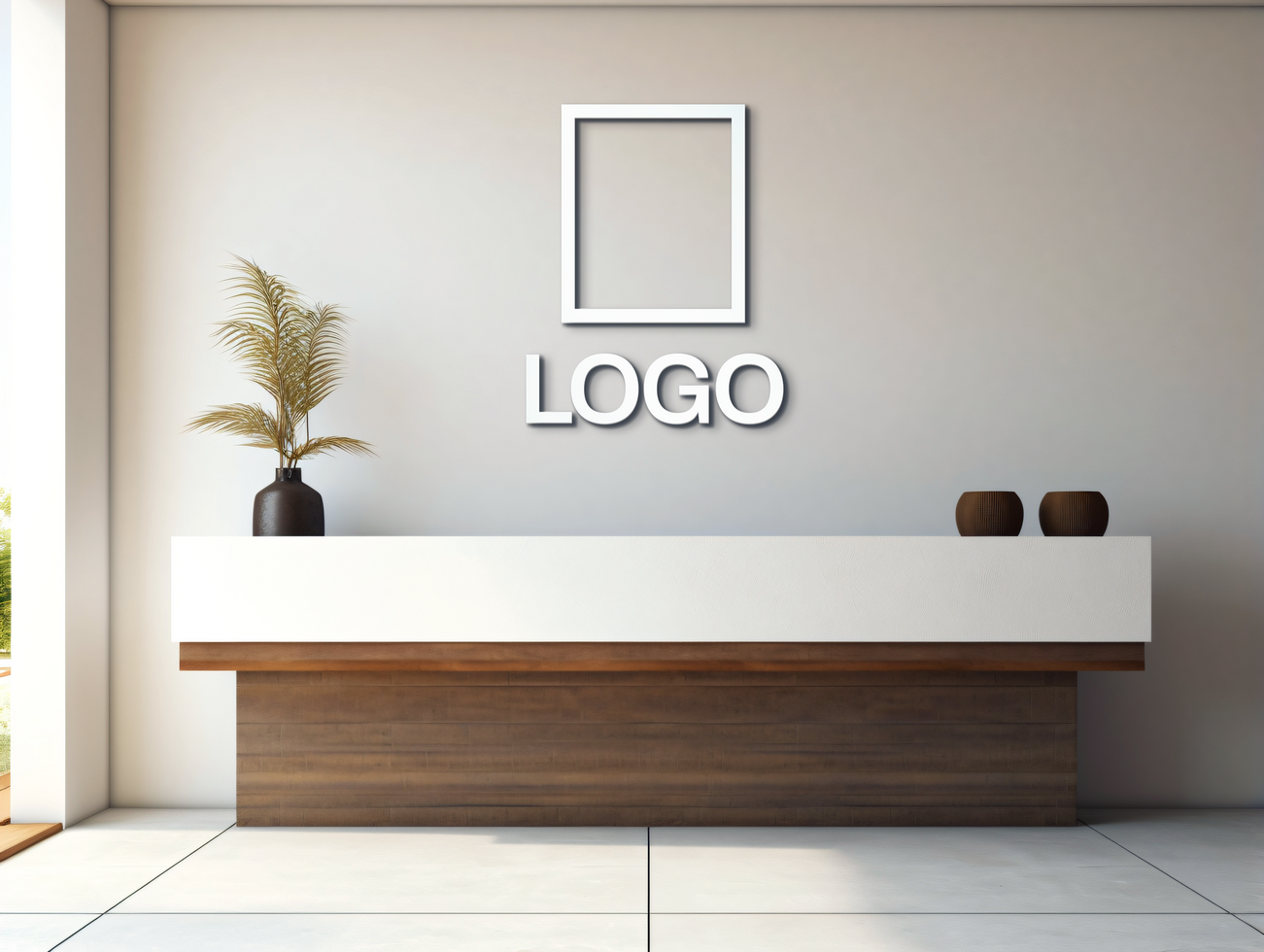Logo mockup sign mockup design brand identity mockup company logo reception logo mockup branding psd