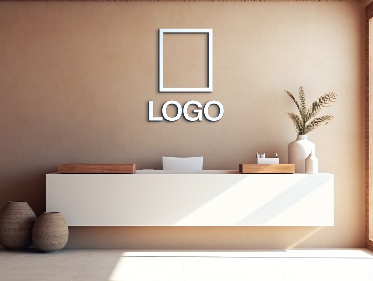 Logo mockup sign mockup design brand identity mockup company logo reception logo mockup branding psd