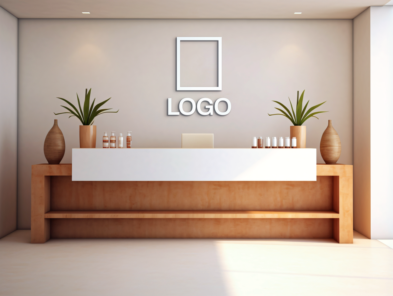 Logo mockup sign mockup design brand identity mockup company logo reception logo mockup branding psd