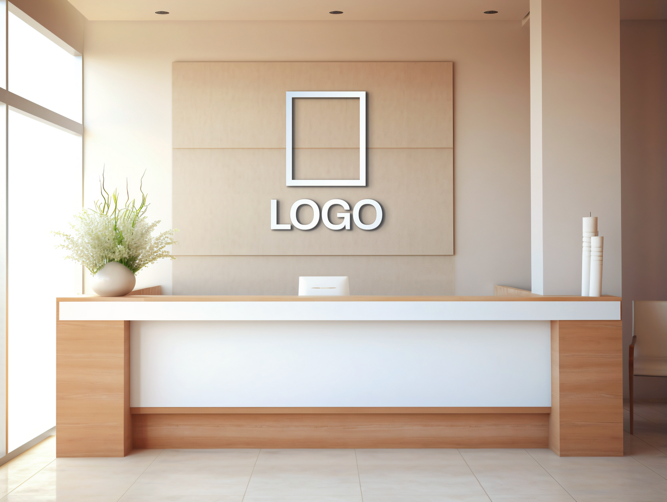Logo mockup sign mockup design brand identity mockup company logo reception logo mockup branding psd