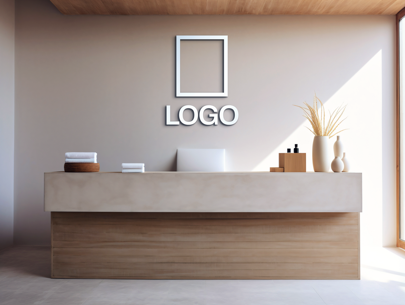 Logo mockup sign mockup design brand identity mockup company logo reception logo mockup branding psd