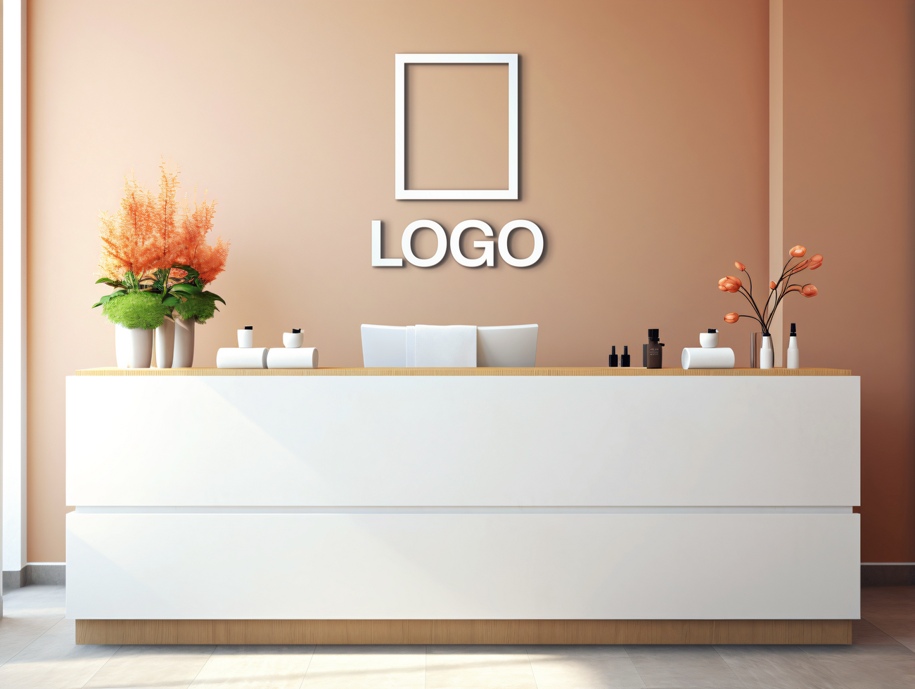 Logo mockup sign mockup design brand identity mockup company logo reception logo mockup branding psd