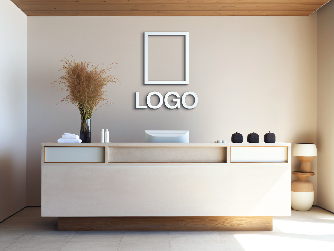 Logo mockup sign mockup design brand identity mockup company logo reception logo mockup branding psd