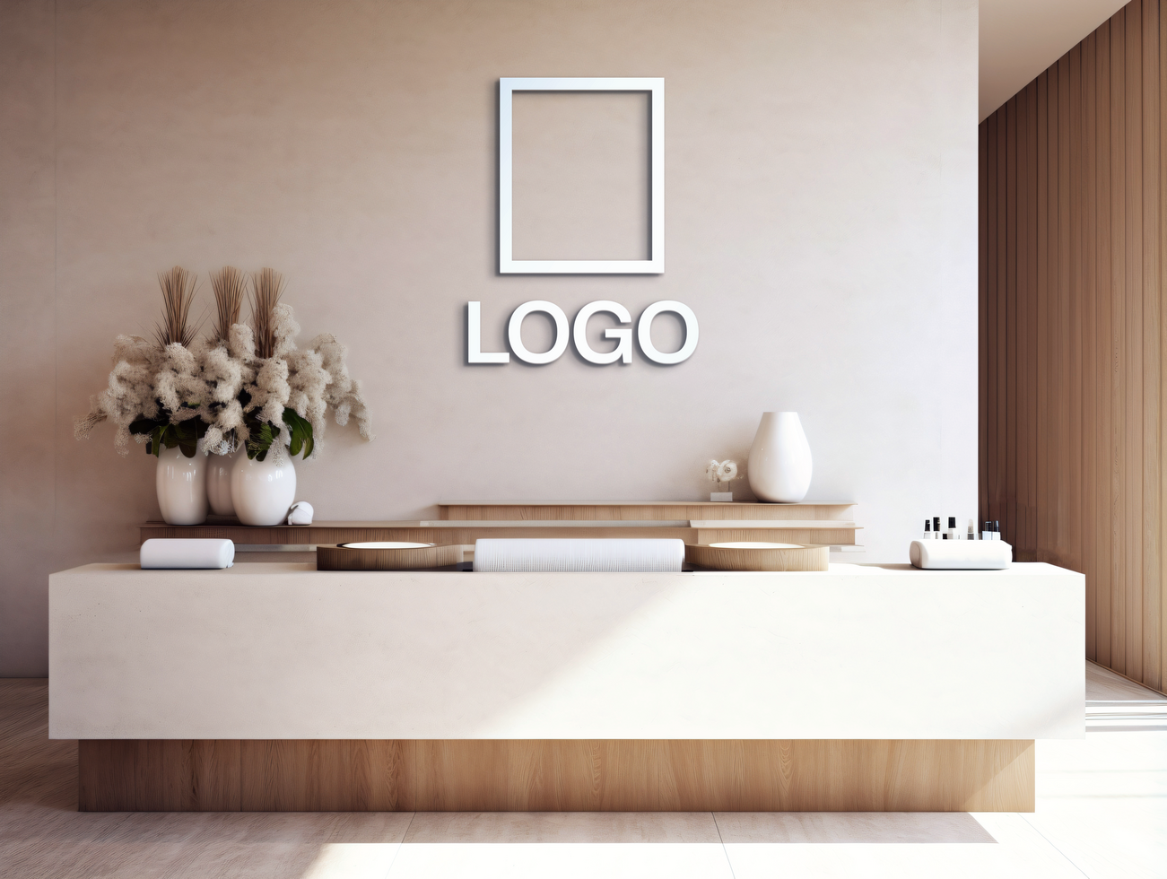 Logo mockup sign mockup design brand identity mockup company logo reception logo mockup branding psd