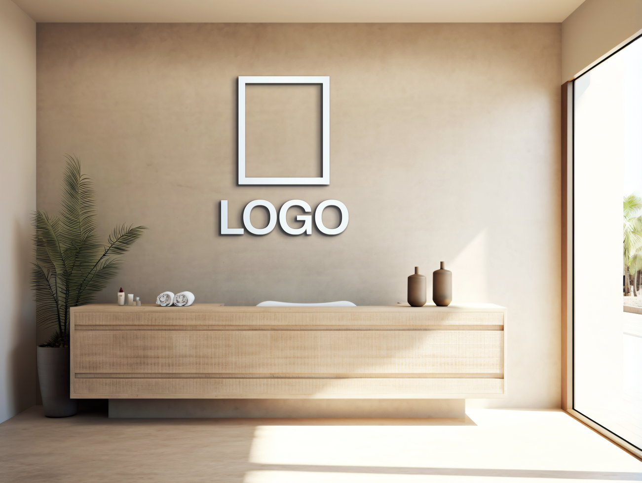Logo mockup sign mockup design brand identity mockup company logo reception logo mockup branding psd