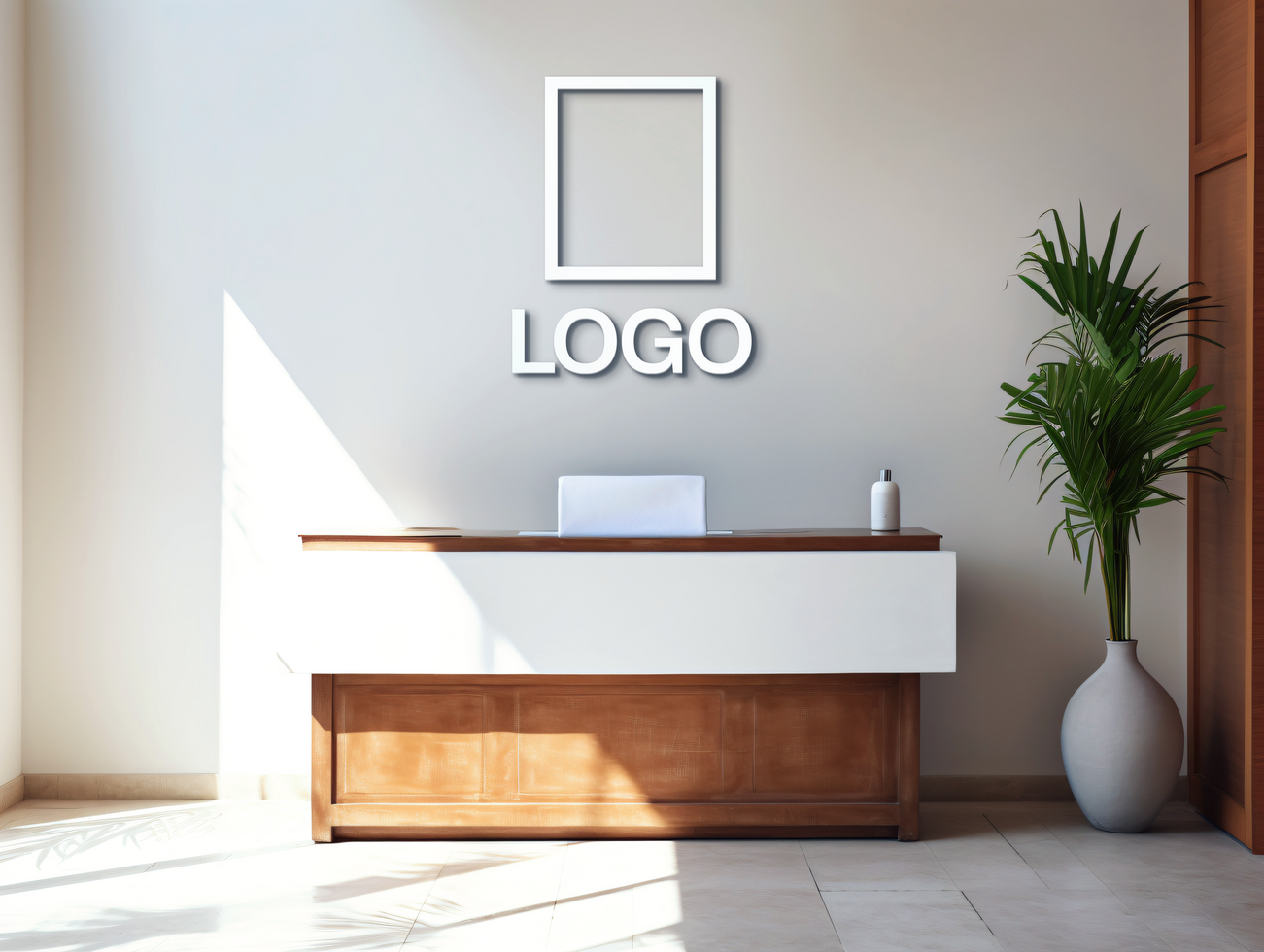 Logo mockup sign mockup design brand identity mockup company logo reception logo mockup branding psd