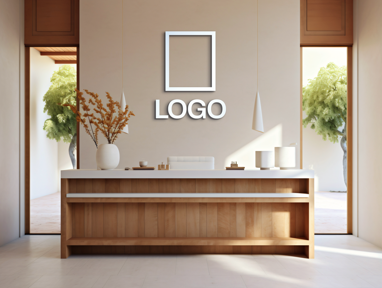 Logo mockup sign mockup design brand identity mockup company logo reception logo mockup branding psd