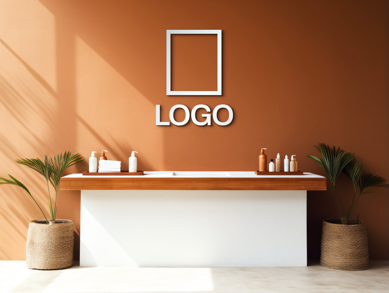 Logo mockup sign mockup design brand identity mockup company logo reception logo mockup branding psd