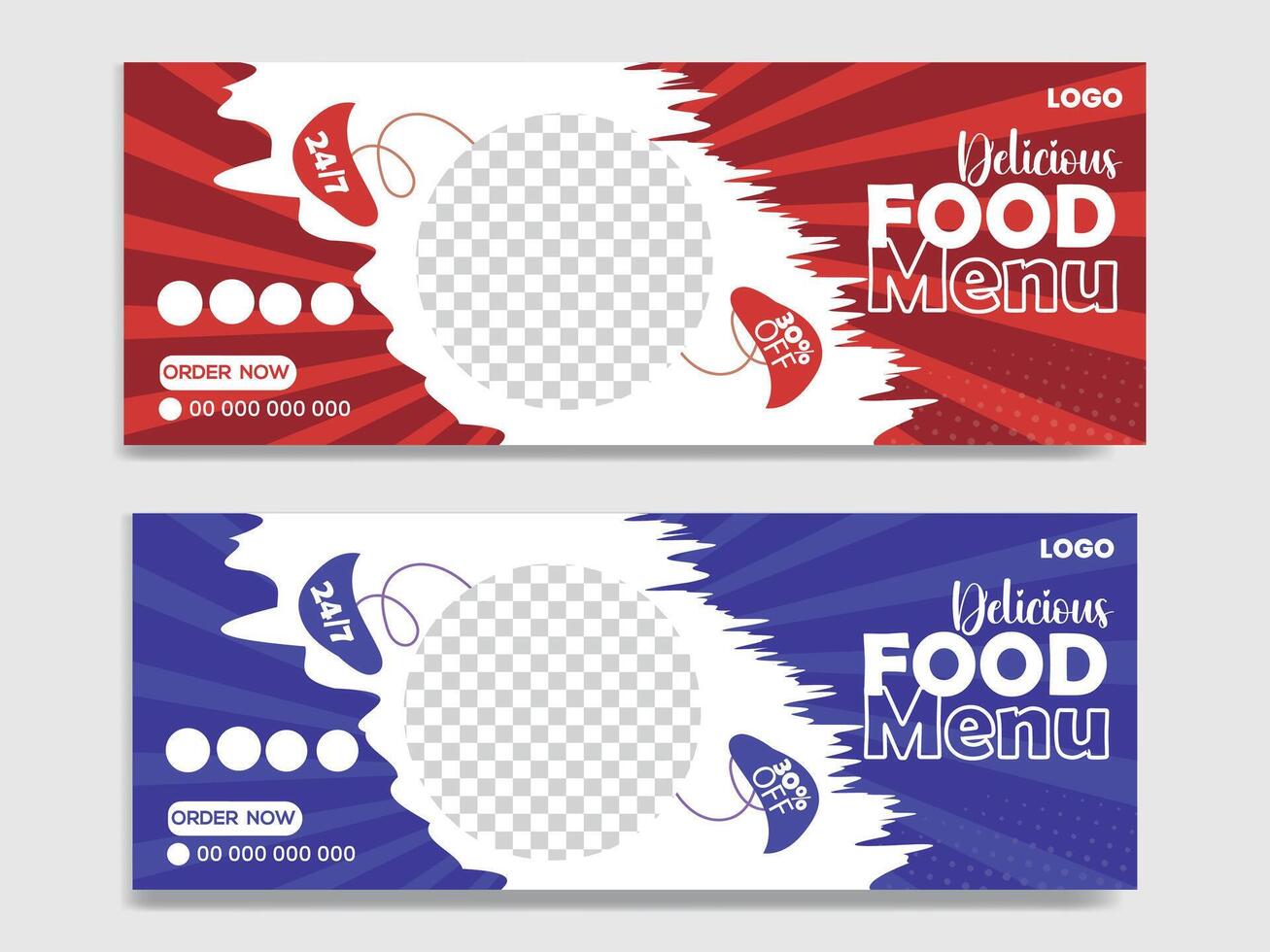 Delicious Food Social Media cover x Banner design vector