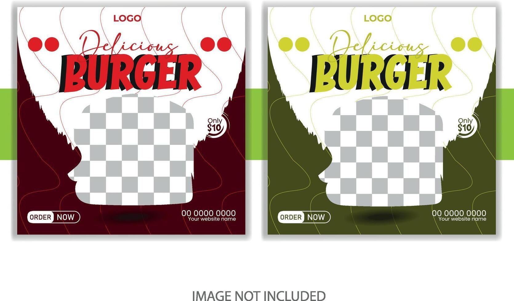 Food social media banner design template. Burger social media post vector