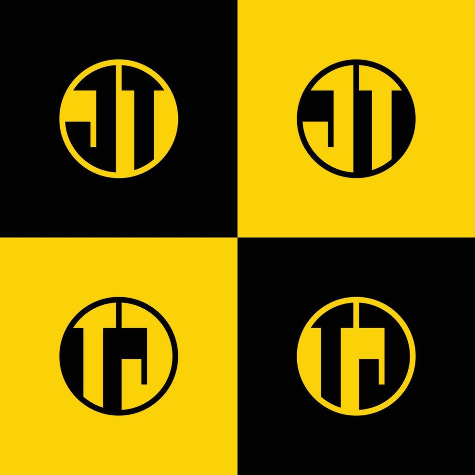 Simple JT and TJ Letter Circle Logo Set, suitable for business with JT and TJ initials vector