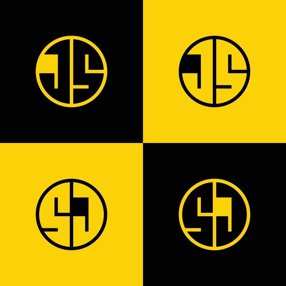 Simple JS and SJ Letter Circle Logo Set, suitable for business with JS and SJ initials vector