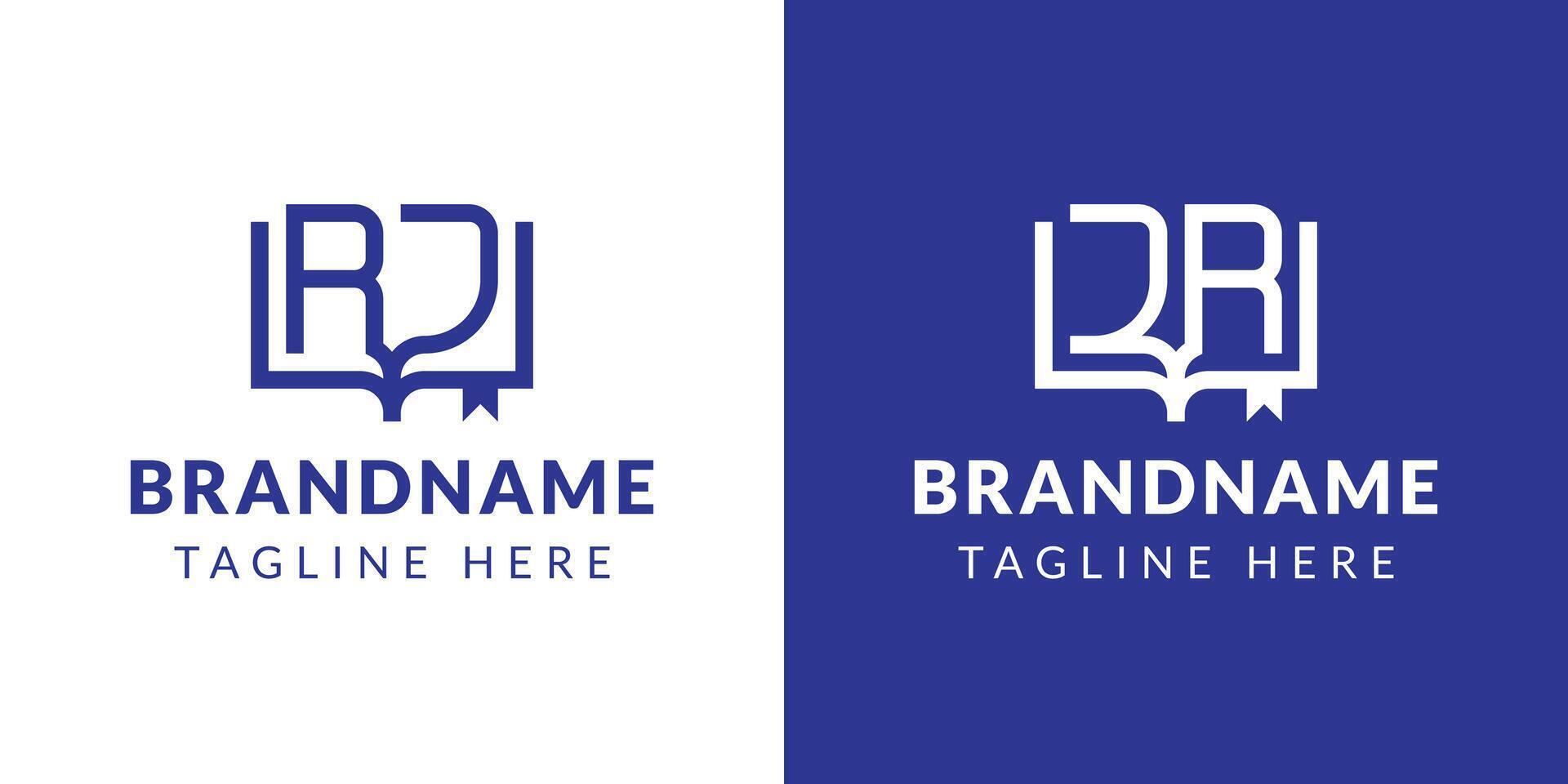 Letters RJ and JR Book Logo, suitable for business related to book with RJ or JR initials vector