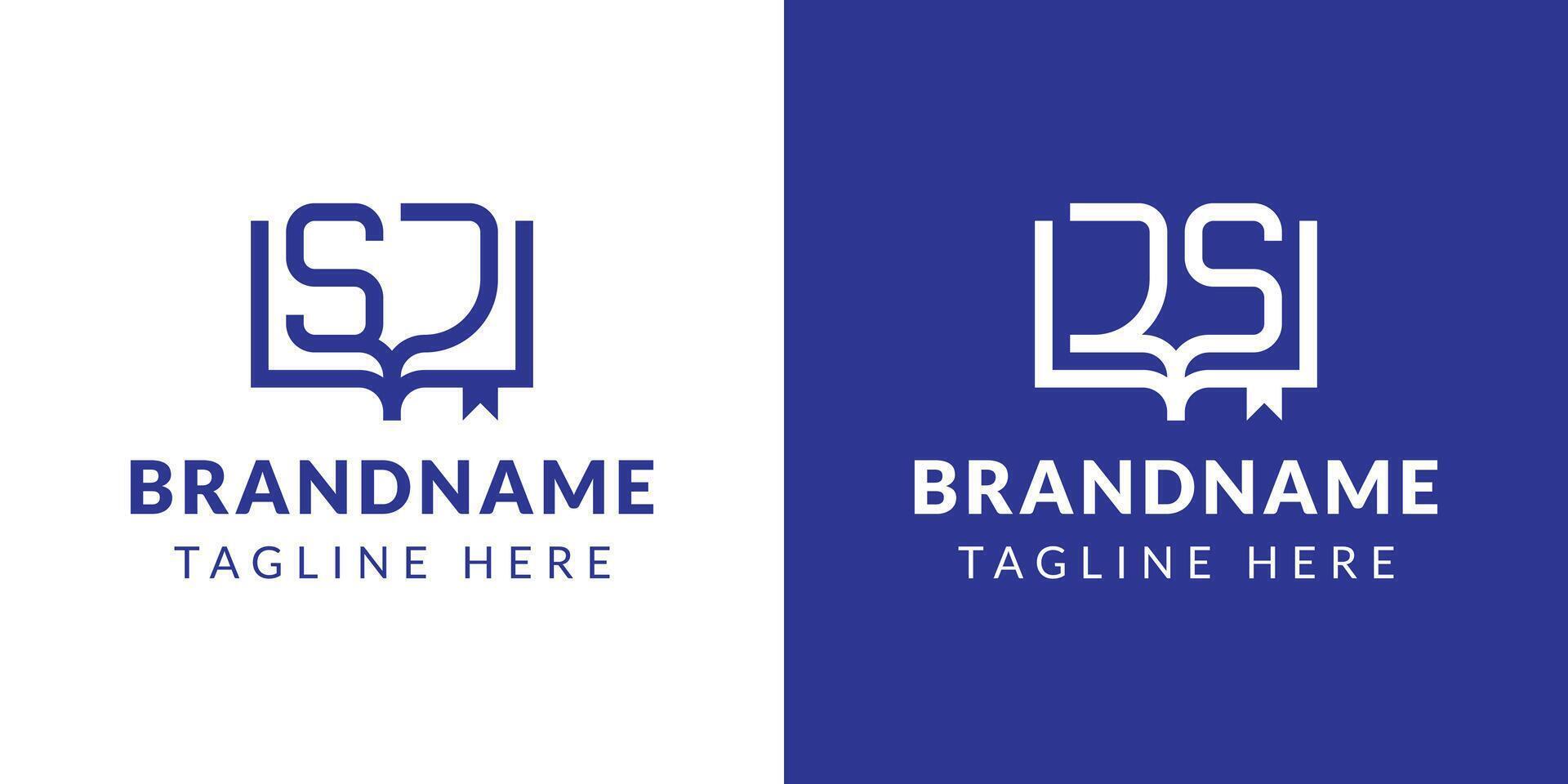 Letters SJ and JS Book Logo, suitable for business related to book with SJ or JS initials vector